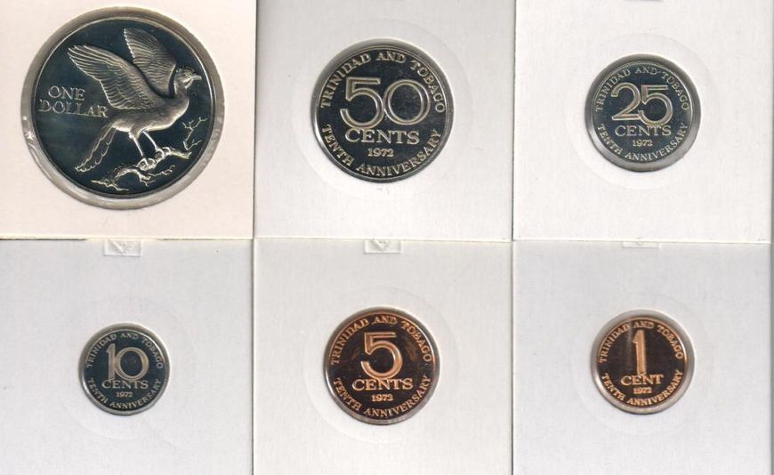 Trinidad and Tobago Set of 6 1972 UNC coins