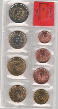 Іспанія набір з 8 монет євро 2013 UNC 1, 2, 5, 10, 20, 50 євроцентів, 1, 2 євро М04346 фото