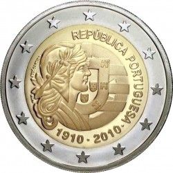 Portugal 2 euro 2010 "100 years of the Portuguese republic" UNC (KM # 796)