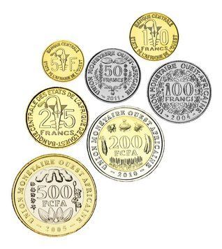 Coins set West Africa set of 7 coins 2004-2013 UNC 5, 10, 25, 50, 100, 200, 500 francs