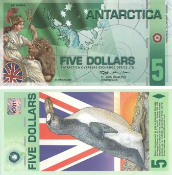 Antarctica 5 dollars 2008 UNC