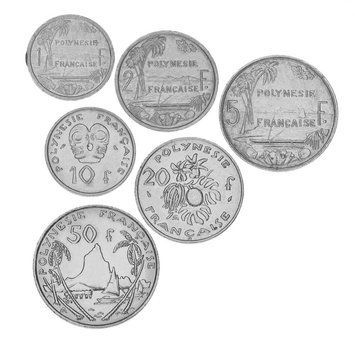 Набір монет Французька Полінезія набір з 5 монет 1975-2012 F-VF 1, 2, 5, 10, 20, 50 франків М15555 фото