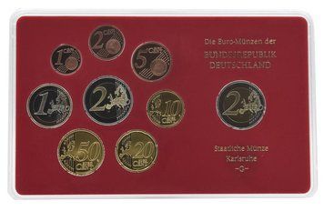 Набір монет Німеччина набір з 9 монет євро 2011 UNC G 1, 2, 5, 10, 20, 50 євроцентів, 1, 2 євро, пам'ятна 2 євро Блістер М07838 фото