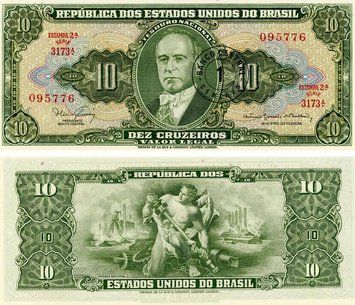 Banknote Brazil 10 Cruzeiro 1967 UNC (P183)