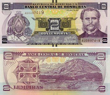 Banknote Honduras 2 Lempiras 2022 UNC (P97)