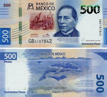 Мексика 500 песо 2019 UNC Киты (P126)