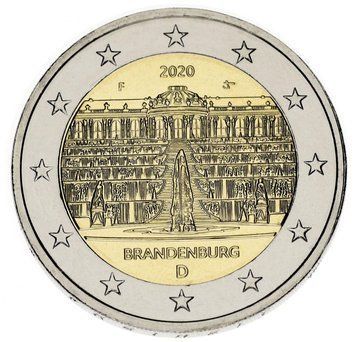 Німеччина 2 євро 2020 Біметал UNC F Палац Сан-Сусі в Потсдамі М13010 фото