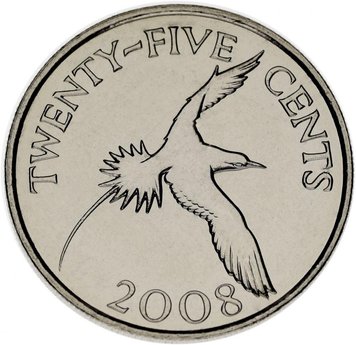 Bermuda 25 cents 2008 UNC Bird