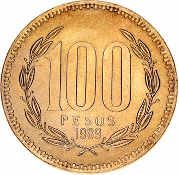 Chile 100 pesos 1989 AU-UNC