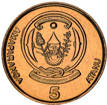 Rwanda 5 Francs 2009 UNC (KM # 33)