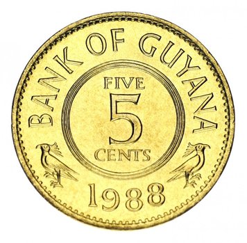 Guyana 5 cents 1988 AU-UNC