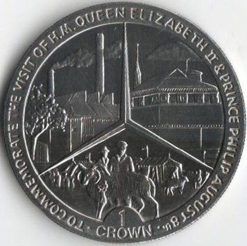 Coin Isle of Man 1 crown 1989 UNC The Queen's Visit (KM#273)