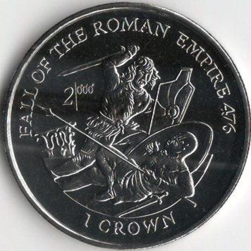 Coin Isle of Man 1 crown 1997 UNC The fall of the Roman Empire in 476 (KM#801)