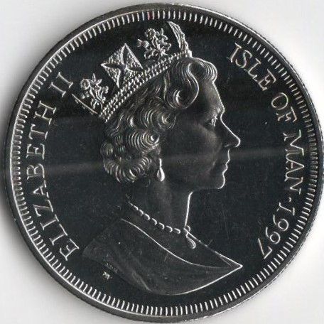 Монета Остров Мэн 1 крона 1997 &laquo;Падение Римской империи в 476 году&raquo; UNC (KM#801) М08092 фото