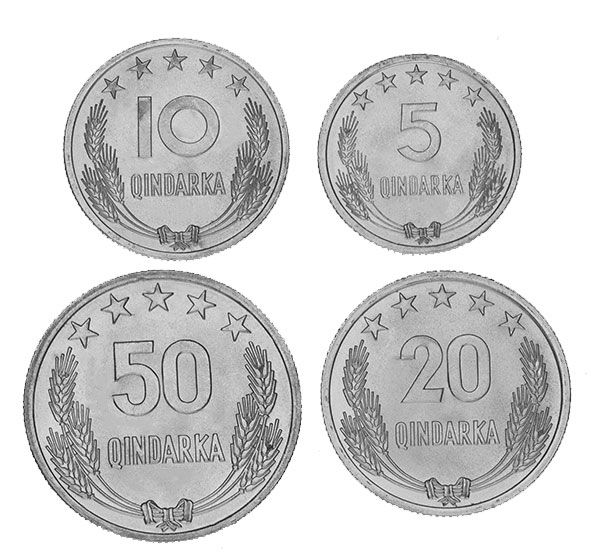 Albania set of 4 coins 1964 VF-AU 5, 10, 20, 50 Kindarka