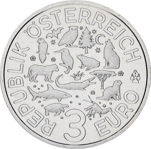 Монета Австрія 3 євро 2019 Кольорові створення - Черепаха UNC М11239 фото