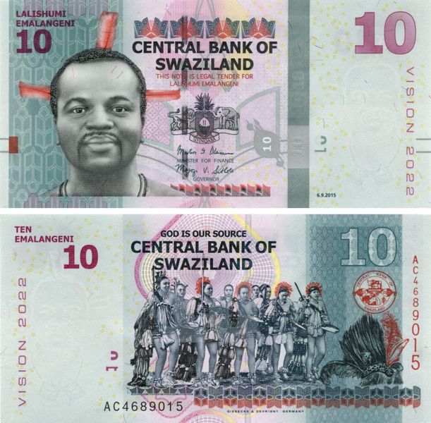 Swaziland 10 Lilangeni 2015 UNC (P41)