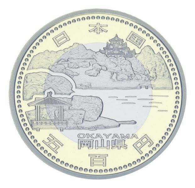 Монета Япония 500 йен 2013 Биметалл Proof Префектуры - Окаяма в сувенирной упаковке М21354 фото