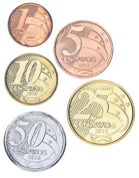 Набір монет Бразилія набір з 5 монет 2004-2017 UNC 1, 5, 10, 25, 50 сентаво М17684 фото