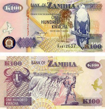 Zambia 100 kwacha 1992 UNC Buffalo (P38a)