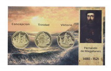 Coins set Mactan Island Set of 3 Coins of 3 Ducats UNC F. Magellan Ships Souvenir
