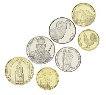 Андорра набір з 7 монет 2013 UNC 1, 2, 5, 10, 25, 50 сентим, 1 динар М15556 фото