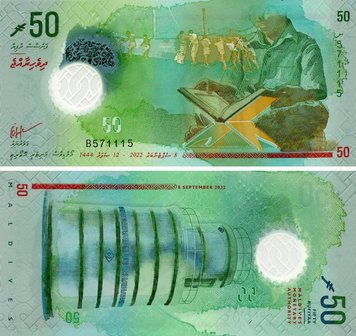 Maldives 50 Rufiyaa 2022 Polymer UNC (P28)