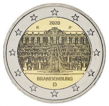 Німеччина 2 євро 2020 Біметал UNC G Палац Сан-Сусі в Потсдамі М13011 фото
