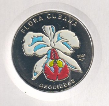 Cuba 1 peso 2001 Cuban flora - White Orchid UNC (KM # 833)