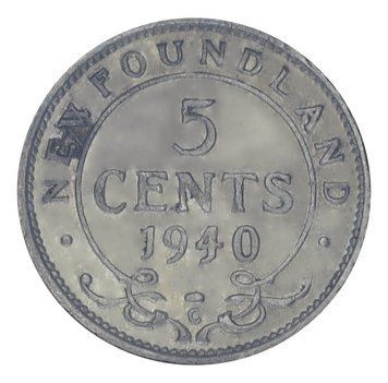 Монета Ньюфаундленд 5 центів 1940 Срібло F-VF М17829 фото