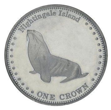 Монета Тристан-да-Кунья 1 крона 2011 UNC Морський котик М21828 фото