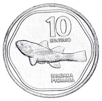 Монета Филиппины 10 сентим 1990 AU-UNC Рыба М12510 фото