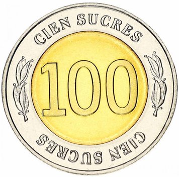 Ecuador 100 Sucre 1997 Bimetal 70th Anniversary of the Central Bank