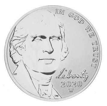 Монета США 5 центів 2020 Proof Nickel W - West Point Mint М14803 фото