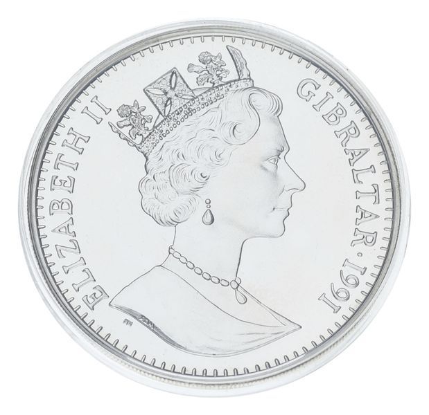 Монета Гібралтар 1 крона 1991 Срібло Proof XXV Літні Олімпійські ігри в Барселоні 1992 - Біг М23292 фото