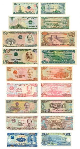 Vietnam set of 9 banknotes 1985-1991 UNC