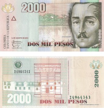 Colombia 2000 Pesos 2014 UNC (P457t)