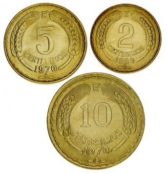 Chile set of 3 coins 1960-1971 AU-UNC Condor 2, 5, 10 Centesimo