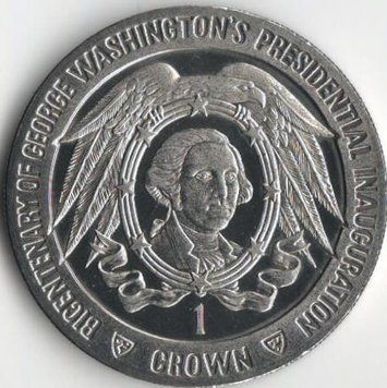 Coin Isle of Man 1 crown 1989 UNC George Washington Variety 2 (KM#248)