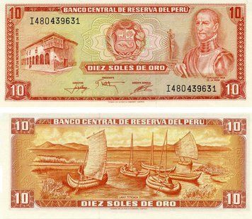 Banknote Peru 10 Sol 1976 UNC (P112)
