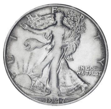 Монета США 50 центів (халф) 1947 Срібло F-VF Крокуюча Свобода Орел (Ag 900, 12,5 грам) М19908 фото