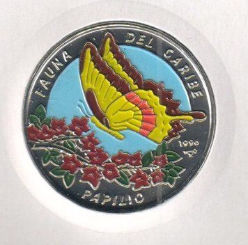 Куба 1 песо 1996 &laquo;Карибская фауна - Бабочка Парусник&raquo; UNC (KM#565) М06902 фото