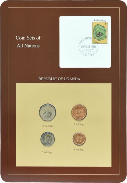 Coins set Uganda set of 4 coins 1987 UNC 1, 2, 5, 10 shillings and 1 mark Booklet