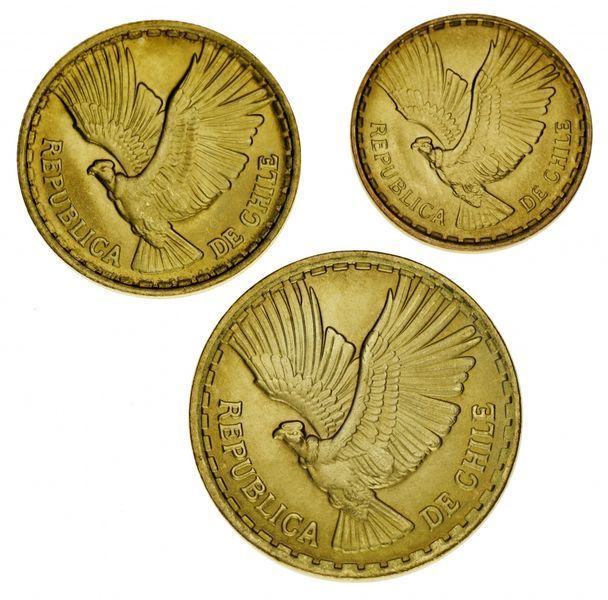Набір монет Чилі набір з 3 монет 1960-1971 AU-UNC Кондор 2, 5, 10 сентесімо М14143 фото