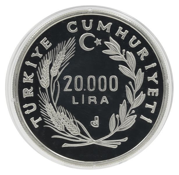 Монета Турция 20000 лир 1992 Серебро Proof XVI зимние Олимпийские игры в Альбервиле (Ag 925, 23,33 грамм) М23916 фото