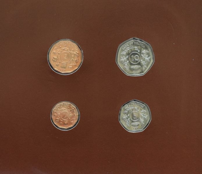 Coins set Uganda set of 4 coins 1987 UNC 1, 2, 5, 10 shillings and 1 mark Booklet