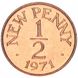 Guernsey 1/2 new penny 1971 F-VF