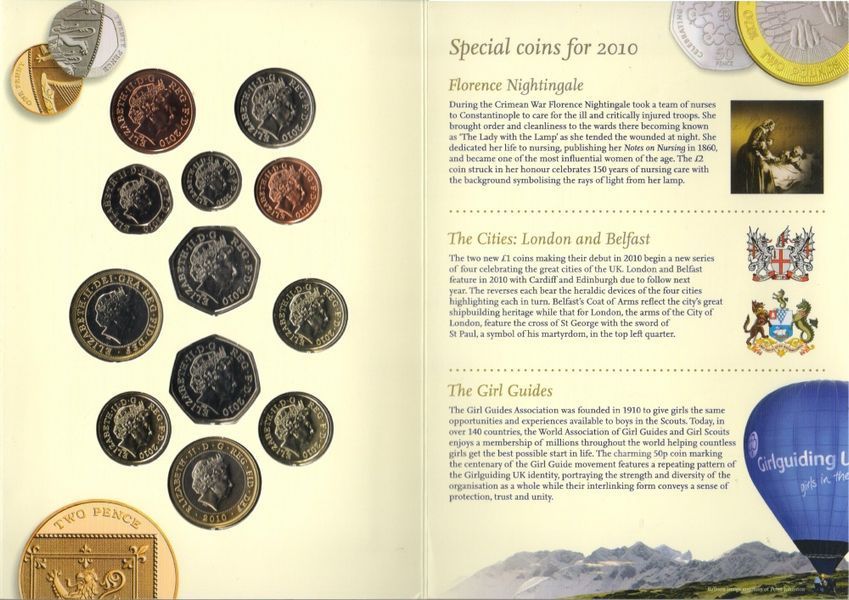 UK set of 12 2010 UNC coins