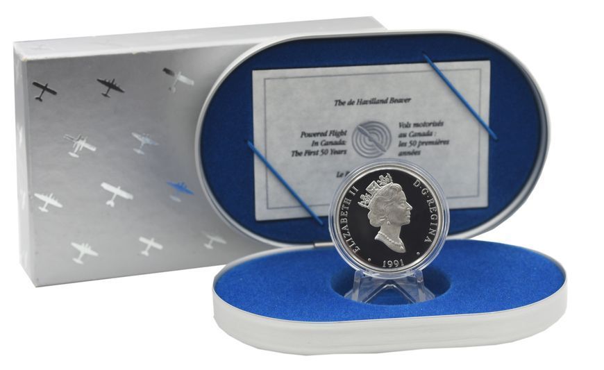 Монета Канада 20 доларів 1991 Срібло Proof Канадська авіація - De Havilland Canada DHC-2 Beaver (Ag 925, 31,1 гр.) М22675 фото