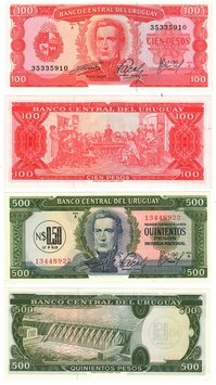 Uruguay set of 2 UNC banknotes